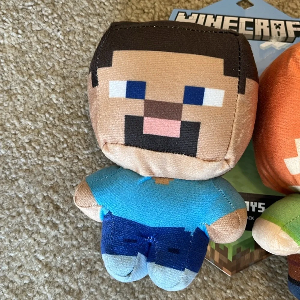 NWT Fetch For Pets Minecraft Steve & Alex Figure Plush Squeaky Dog Toys